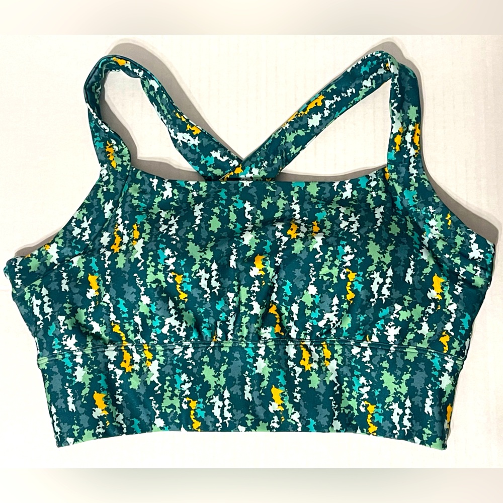 ASICS New Strong 92 Printed Bra-Size Med-Tennis Japan Brushed AOP Soothing Sea